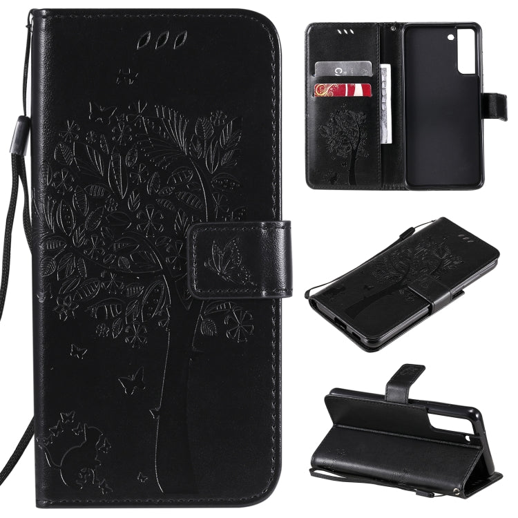 Tree & Cat Pattern Pressed Printing Horizontal Flip PU Leather Case with Holder & Card Slots & Wallet & Lanyard, For Xiaomi Redmi Note 10 4G, For Xiaomi Redmi Note 10 Pro, For Samsung Galaxy A32 4G, For Samsung Galaxy S21 FE, For Xiaomi Mi 11 Lite 5G��...