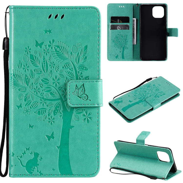 Tree & Cat Pattern Pressed Printing Horizontal Flip PU Leather Case with Holder & Card Slots & Wallet & Lanyard, For Xiaomi Redmi Note 10 4G, For Xiaomi Redmi Note 10 Pro, For Samsung Galaxy A32 4G, For Samsung Galaxy S21 FE, For Xiaomi Mi 11 Lite 5G��...