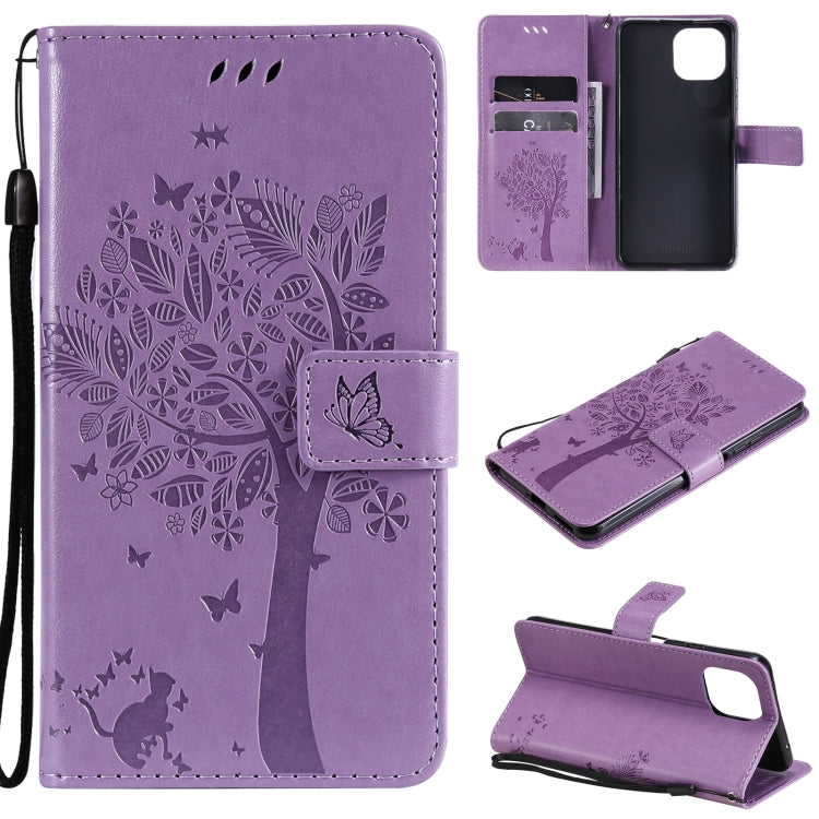 Tree & Cat Pattern Pressed Printing Horizontal Flip PU Leather Case with Holder & Card Slots & Wallet & Lanyard, For Xiaomi Redmi Note 10 4G, For Xiaomi Redmi Note 10 Pro, For Samsung Galaxy A32 4G, For Samsung Galaxy S21 FE, For Xiaomi Mi 11 Lite 5G��...