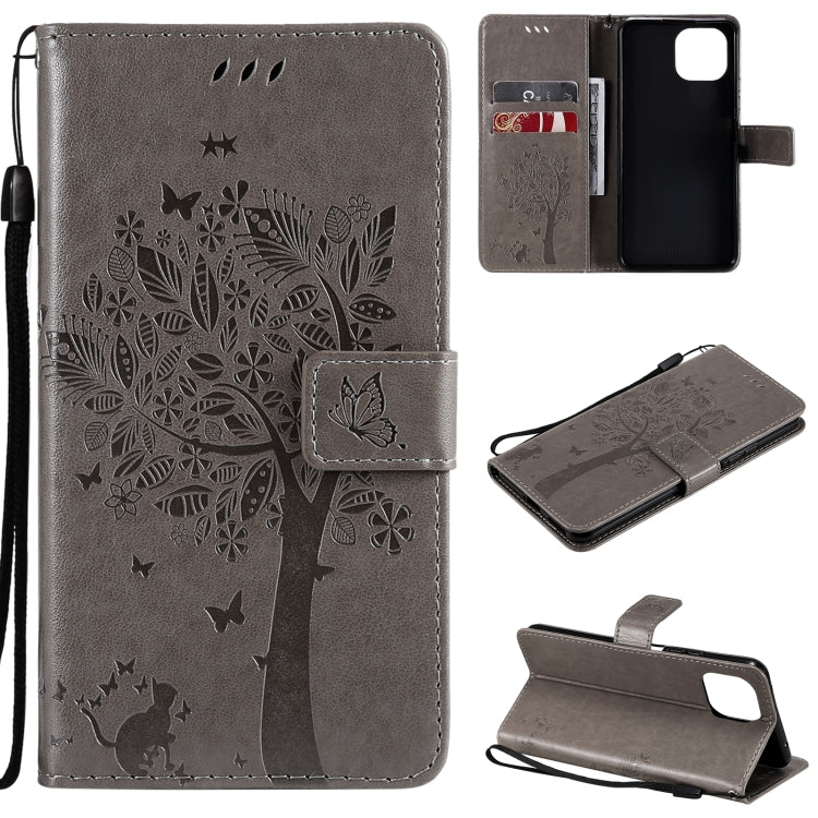 Tree & Cat Pattern Pressed Printing Horizontal Flip PU Leather Case with Holder & Card Slots & Wallet & Lanyard, For Xiaomi Redmi Note 10 4G, For Xiaomi Redmi Note 10 Pro, For Samsung Galaxy A32 4G, For Samsung Galaxy S21 FE, For Xiaomi Mi 11 Lite 5G��...