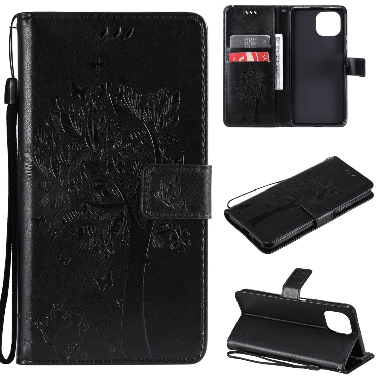 Tree & Cat Pattern Pressed Printing Horizontal Flip PU Leather Case with Holder & Card Slots & Wallet & Lanyard, For Xiaomi Redmi Note 10 4G, For Xiaomi Redmi Note 10 Pro, For Samsung Galaxy A32 4G, For Samsung Galaxy S21 FE, For Xiaomi Mi 11 Lite 5G��...