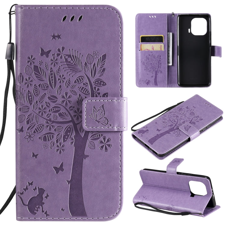 Tree & Cat Pattern Pressed Printing Horizontal Flip PU Leather Case with Holder & Card Slots & Wallet & Lanyard, For Xiaomi Redmi Note 10 4G, For Xiaomi Redmi Note 10 Pro, For Samsung Galaxy A32 4G, For Samsung Galaxy S21 FE, For Xiaomi Mi 11 Lite 5G��...