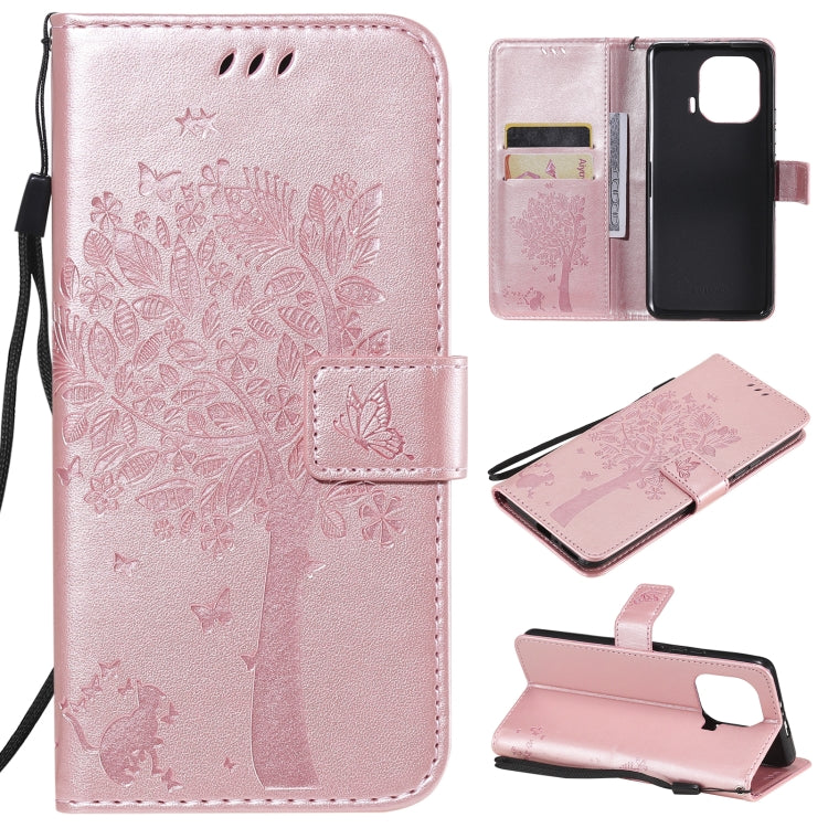 Tree & Cat Pattern Pressed Printing Horizontal Flip PU Leather Case with Holder & Card Slots & Wallet & Lanyard, For Xiaomi Redmi Note 10 4G, For Xiaomi Redmi Note 10 Pro, For Samsung Galaxy A32 4G, For Samsung Galaxy S21 FE, For Xiaomi Mi 11 Lite 5G��...