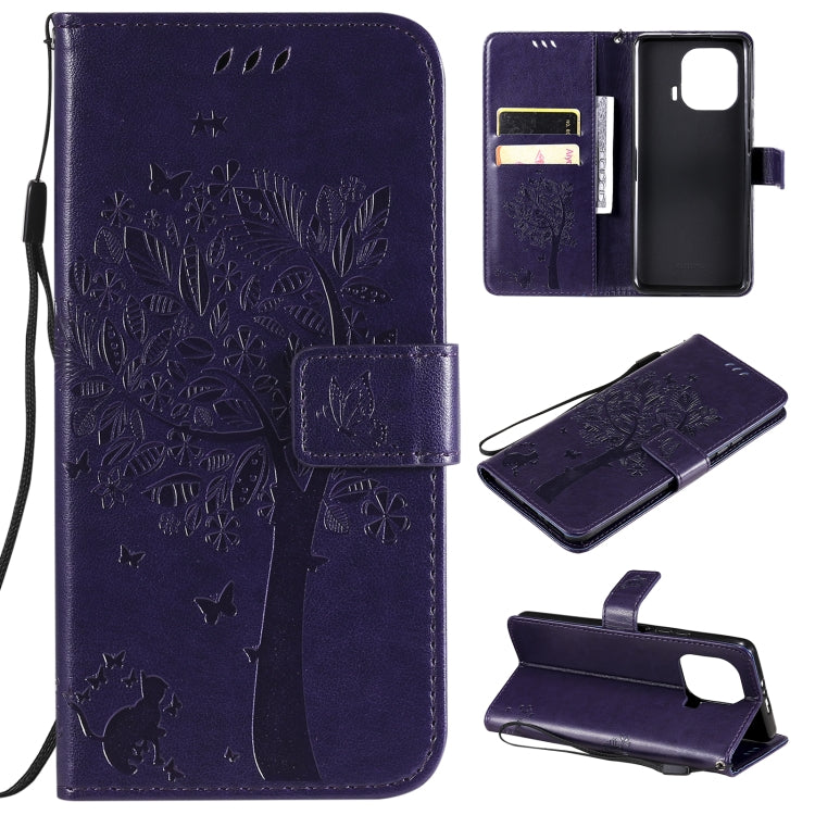Tree & Cat Pattern Pressed Printing Horizontal Flip PU Leather Case with Holder & Card Slots & Wallet & Lanyard, For Xiaomi Redmi Note 10 4G, For Xiaomi Redmi Note 10 Pro, For Samsung Galaxy A32 4G, For Samsung Galaxy S21 FE, For Xiaomi Mi 11 Lite 5G��...