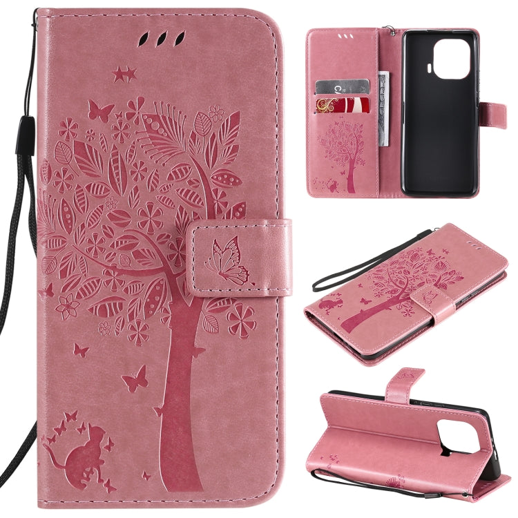 Tree & Cat Pattern Pressed Printing Horizontal Flip PU Leather Case with Holder & Card Slots & Wallet & Lanyard, For Xiaomi Redmi Note 10 4G, For Xiaomi Redmi Note 10 Pro, For Samsung Galaxy A32 4G, For Samsung Galaxy S21 FE, For Xiaomi Mi 11 Lite 5G��...