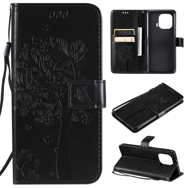 Tree & Cat Pattern Pressed Printing Horizontal Flip PU Leather Case with Holder & Card Slots & Wallet & Lanyard, For Xiaomi Redmi Note 10 4G, For Xiaomi Redmi Note 10 Pro, For Samsung Galaxy A32 4G, For Samsung Galaxy S21 FE, For Xiaomi Mi 11 Lite 5G��...