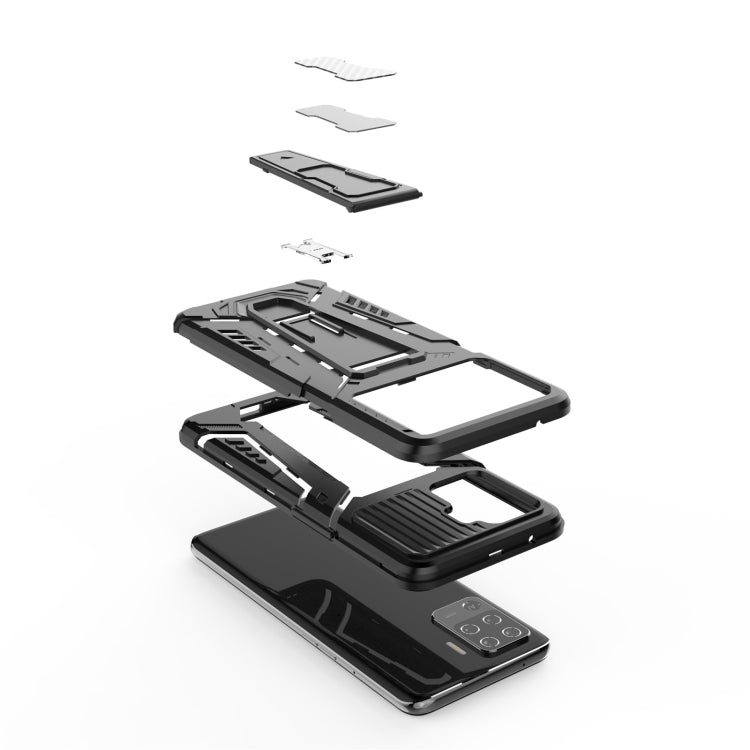 War Chariot Series Armor All-inclusive Shockproof PC + TPU Protective Case with Invisible Holder, For OPPO F19 Pro, For OPPO Realme 8, For OPPO F19 Pro+ 5G