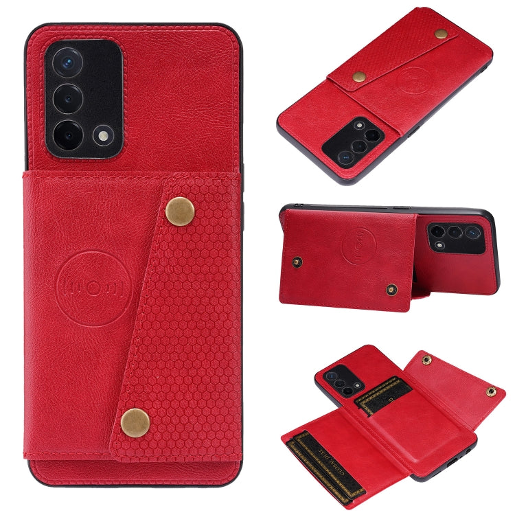 Double Buckle PU + TPU Shockproof Magnetic Protective Case with Card Slot & Holder, For OPPO A74 4G