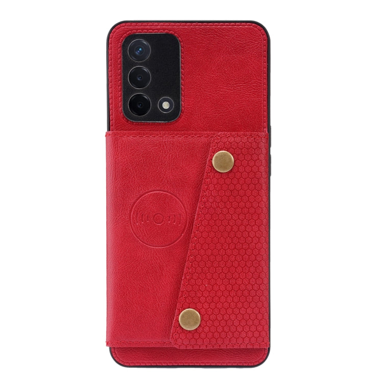 Double Buckle PU + TPU Shockproof Magnetic Protective Case with Card Slot & Holder, For OPPO A74 4G