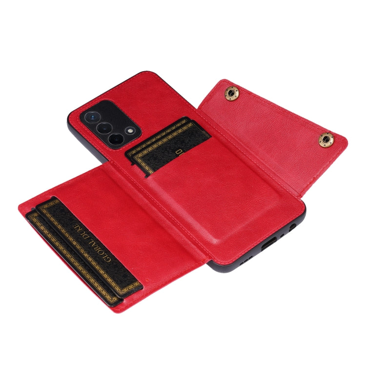 Double Buckle PU + TPU Shockproof Magnetic Protective Case with Card Slot & Holder, For OPPO A74 4G