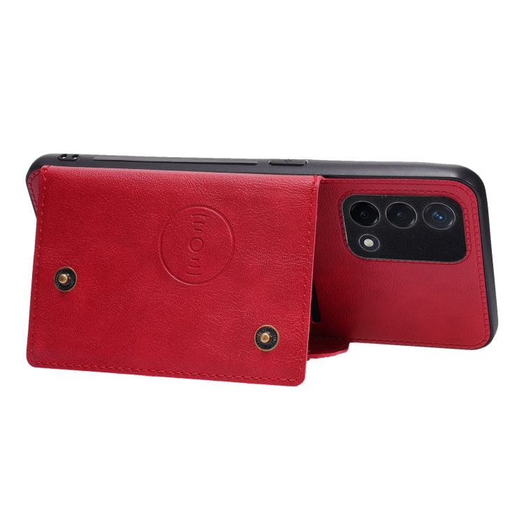 Double Buckle PU + TPU Shockproof Magnetic Protective Case with Card Slot & Holder, For OPPO A74 4G