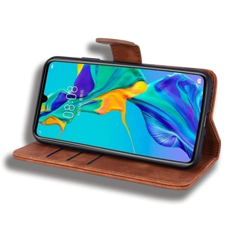 Calf Pattern Diamond Mandala Double Folding Design Embossed Leather Case with Wallet & Holder & Card Slots, For Huawei P30
