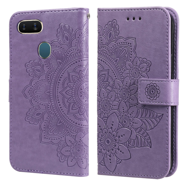 7-petal Flowers Embossing Pattern Horizontal Flip PU Leather Case with Holder & Card Slots & Wallet & Photo Frame, For OPPO A7 / A5s, For OPPO A9 2020 / A5 2020, For OPPO A15 / A15s, For OPPO A52 / A72 4G / A92, For OPPO A53 / A33 / A32, For OPPO A54 4...