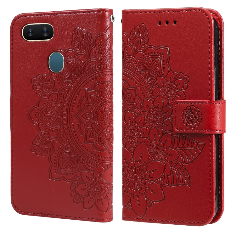 7-petal Flowers Embossing Pattern Horizontal Flip PU Leather Case with Holder & Card Slots & Wallet & Photo Frame, For OPPO A7 / A5s, For OPPO A9 2020 / A5 2020, For OPPO A15 / A15s, For OPPO A52 / A72 4G / A92, For OPPO A53 / A33 / A32, For OPPO A54 4...