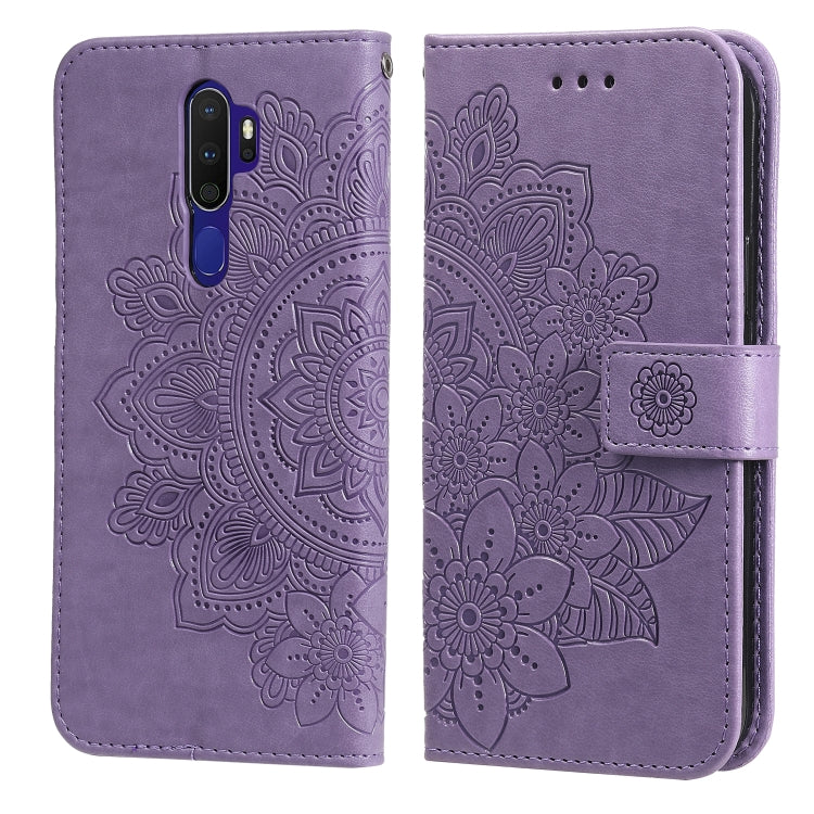 7-petal Flowers Embossing Pattern Horizontal Flip PU Leather Case with Holder & Card Slots & Wallet & Photo Frame, For OPPO A7 / A5s, For OPPO A9 2020 / A5 2020, For OPPO A15 / A15s, For OPPO A52 / A72 4G / A92, For OPPO A53 / A33 / A32, For OPPO A54 4...