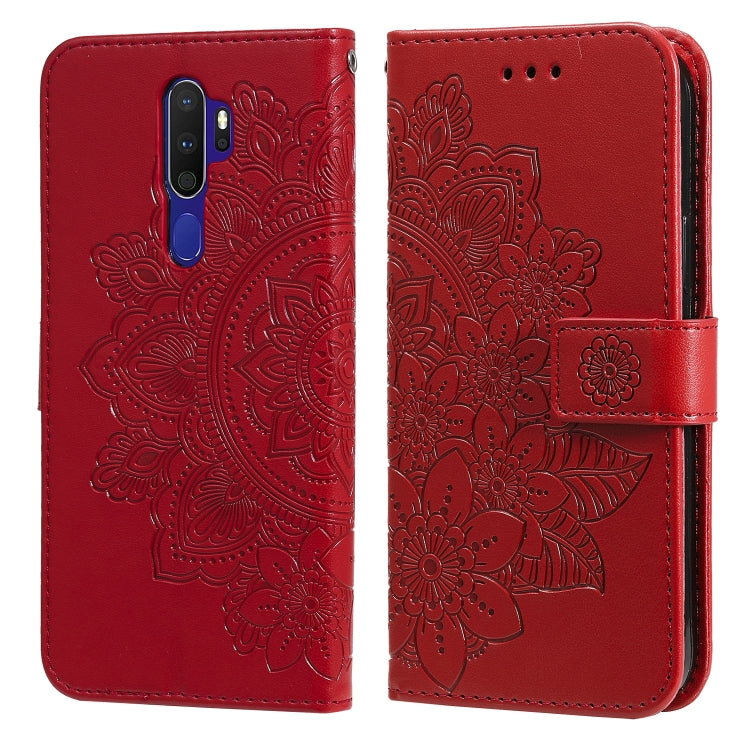 7-petal Flowers Embossing Pattern Horizontal Flip PU Leather Case with Holder & Card Slots & Wallet & Photo Frame, For OPPO A7 / A5s, For OPPO A9 2020 / A5 2020, For OPPO A15 / A15s, For OPPO A52 / A72 4G / A92, For OPPO A53 / A33 / A32, For OPPO A54 4...
