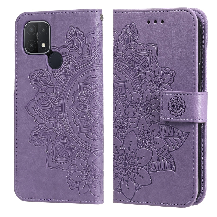 7-petal Flowers Embossing Pattern Horizontal Flip PU Leather Case with Holder & Card Slots & Wallet & Photo Frame, For OPPO A7 / A5s, For OPPO A9 2020 / A5 2020, For OPPO A15 / A15s, For OPPO A52 / A72 4G / A92, For OPPO A53 / A33 / A32, For OPPO A54 4...