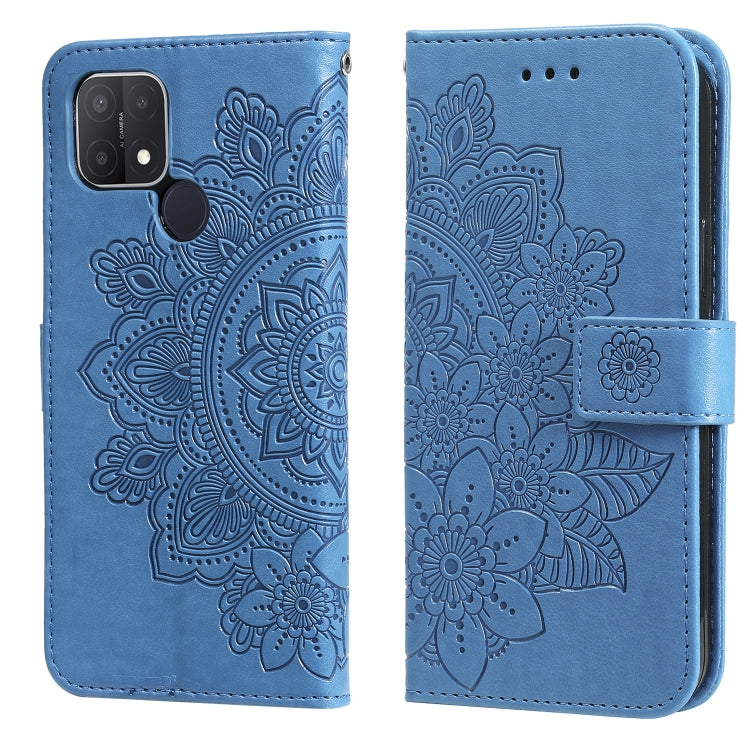 7-petal Flowers Embossing Pattern Horizontal Flip PU Leather Case with Holder & Card Slots & Wallet & Photo Frame, For OPPO A7 / A5s, For OPPO A9 2020 / A5 2020, For OPPO A15 / A15s, For OPPO A52 / A72 4G / A92, For OPPO A53 / A33 / A32, For OPPO A54 4...