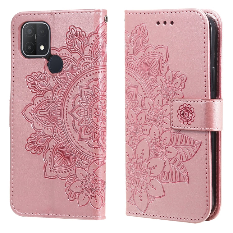 7-petal Flowers Embossing Pattern Horizontal Flip PU Leather Case with Holder & Card Slots & Wallet & Photo Frame, For OPPO A7 / A5s, For OPPO A9 2020 / A5 2020, For OPPO A15 / A15s, For OPPO A52 / A72 4G / A92, For OPPO A53 / A33 / A32, For OPPO A54 4...