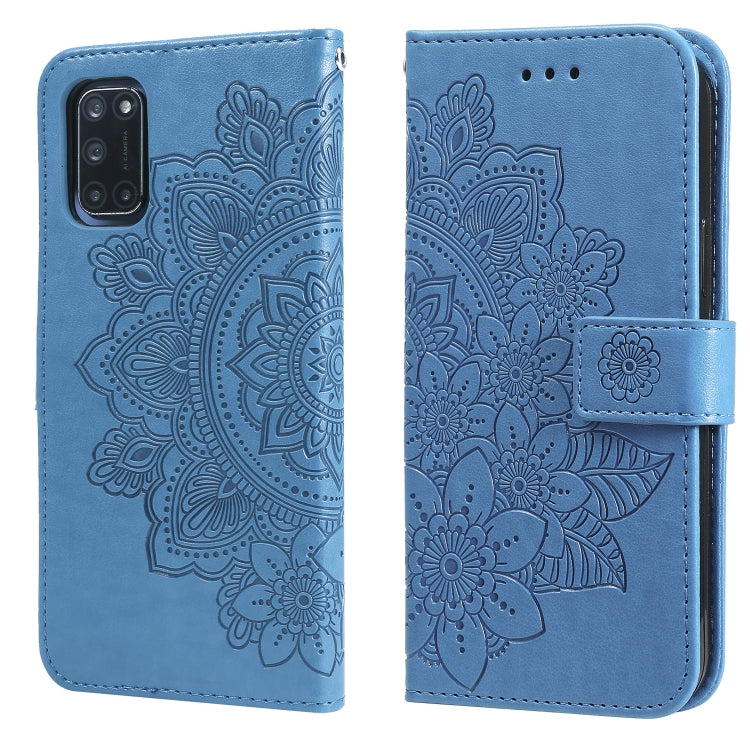7-petal Flowers Embossing Pattern Horizontal Flip PU Leather Case with Holder & Card Slots & Wallet & Photo Frame, For OPPO A7 / A5s, For OPPO A9 2020 / A5 2020, For OPPO A15 / A15s, For OPPO A52 / A72 4G / A92, For OPPO A53 / A33 / A32, For OPPO A54 4...