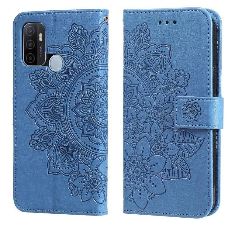 7-petal Flowers Embossing Pattern Horizontal Flip PU Leather Case with Holder & Card Slots & Wallet & Photo Frame, For OPPO A7 / A5s, For OPPO A9 2020 / A5 2020, For OPPO A15 / A15s, For OPPO A52 / A72 4G / A92, For OPPO A53 / A33 / A32, For OPPO A54 4...