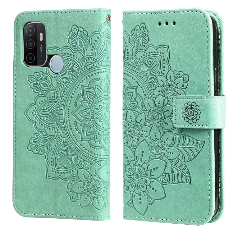 7-petal Flowers Embossing Pattern Horizontal Flip PU Leather Case with Holder & Card Slots & Wallet & Photo Frame, For OPPO A7 / A5s, For OPPO A9 2020 / A5 2020, For OPPO A15 / A15s, For OPPO A52 / A72 4G / A92, For OPPO A53 / A33 / A32, For OPPO A54 4...
