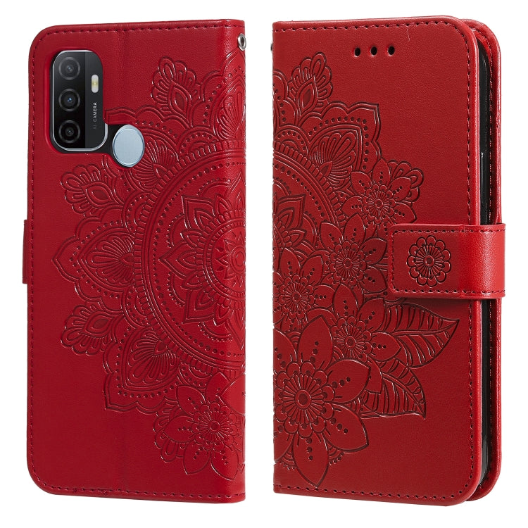 7-petal Flowers Embossing Pattern Horizontal Flip PU Leather Case with Holder & Card Slots & Wallet & Photo Frame, For OPPO A7 / A5s, For OPPO A9 2020 / A5 2020, For OPPO A15 / A15s, For OPPO A52 / A72 4G / A92, For OPPO A53 / A33 / A32, For OPPO A54 4...