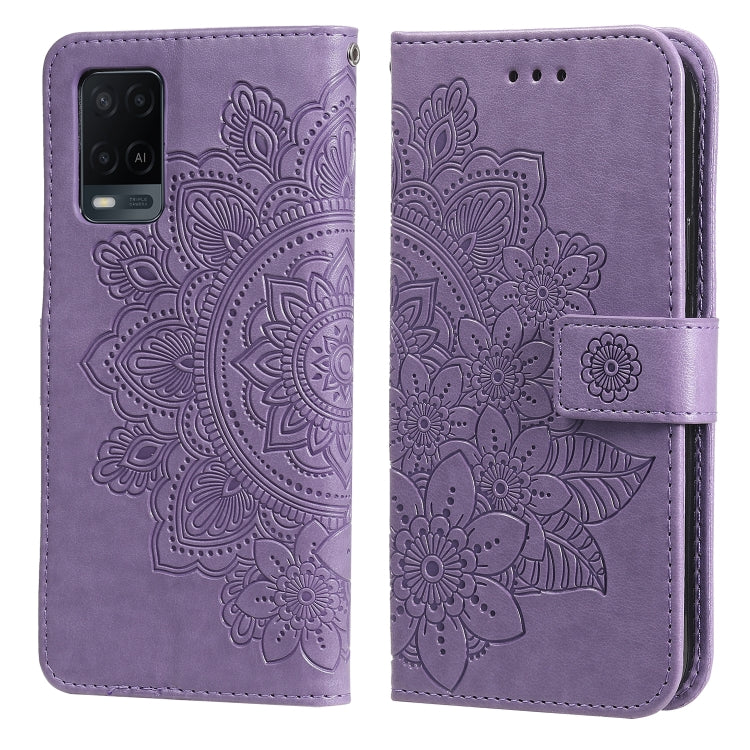 7-petal Flowers Embossing Pattern Horizontal Flip PU Leather Case with Holder & Card Slots & Wallet & Photo Frame, For OPPO A7 / A5s, For OPPO A9 2020 / A5 2020, For OPPO A15 / A15s, For OPPO A52 / A72 4G / A92, For OPPO A53 / A33 / A32, For OPPO A54 4...
