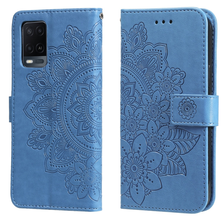 7-petal Flowers Embossing Pattern Horizontal Flip PU Leather Case with Holder & Card Slots & Wallet & Photo Frame, For OPPO A7 / A5s, For OPPO A9 2020 / A5 2020, For OPPO A15 / A15s, For OPPO A52 / A72 4G / A92, For OPPO A53 / A33 / A32, For OPPO A54 4...