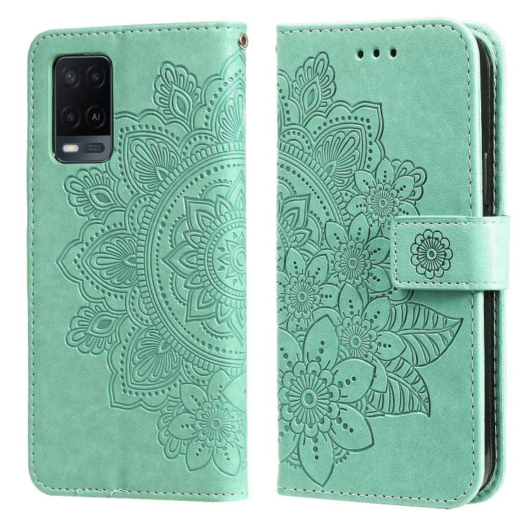 7-petal Flowers Embossing Pattern Horizontal Flip PU Leather Case with Holder & Card Slots & Wallet & Photo Frame, For OPPO A7 / A5s, For OPPO A9 2020 / A5 2020, For OPPO A15 / A15s, For OPPO A52 / A72 4G / A92, For OPPO A53 / A33 / A32, For OPPO A54 4...