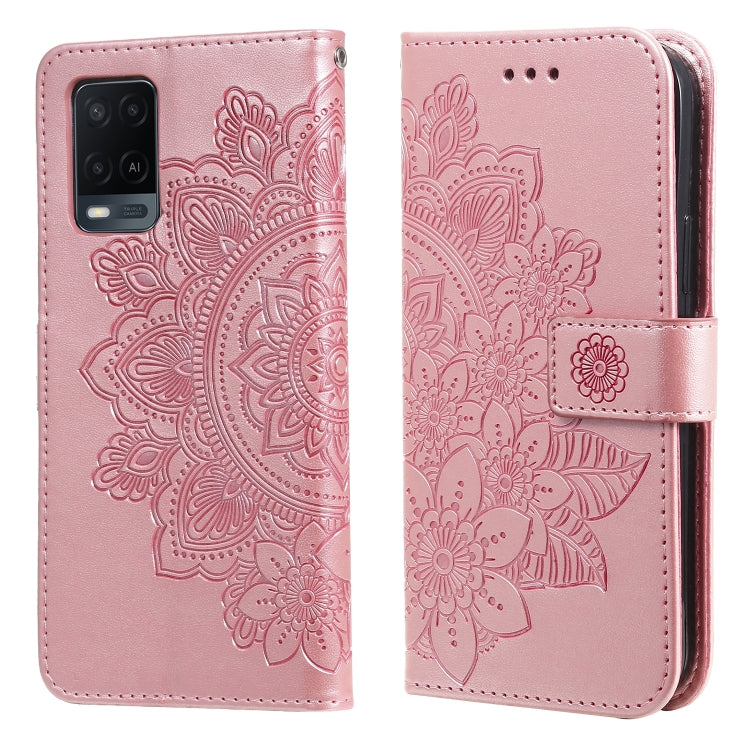 7-petal Flowers Embossing Pattern Horizontal Flip PU Leather Case with Holder & Card Slots & Wallet & Photo Frame, For OPPO A7 / A5s, For OPPO A9 2020 / A5 2020, For OPPO A15 / A15s, For OPPO A52 / A72 4G / A92, For OPPO A53 / A33 / A32, For OPPO A54 4...