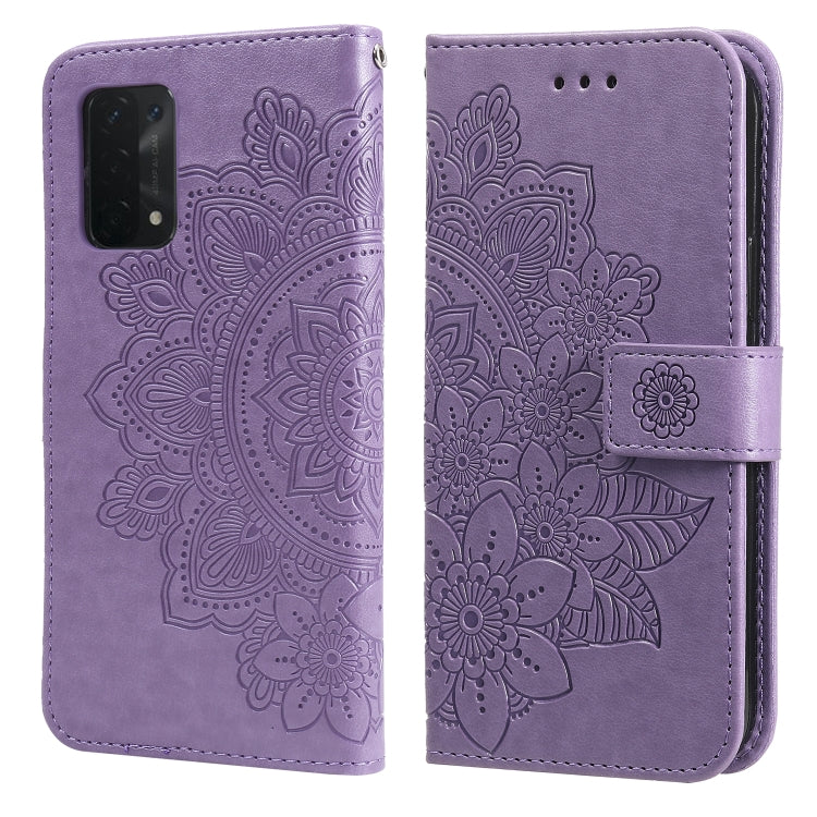 7-petal Flowers Embossing Pattern Horizontal Flip PU Leather Case with Holder & Card Slots & Wallet & Photo Frame, For OPPO A7 / A5s, For OPPO A9 2020 / A5 2020, For OPPO A15 / A15s, For OPPO A52 / A72 4G / A92, For OPPO A53 / A33 / A32, For OPPO A54 4...
