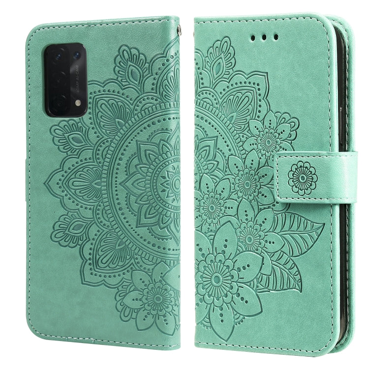 7-petal Flowers Embossing Pattern Horizontal Flip PU Leather Case with Holder & Card Slots & Wallet & Photo Frame, For OPPO A7 / A5s, For OPPO A9 2020 / A5 2020, For OPPO A15 / A15s, For OPPO A52 / A72 4G / A92, For OPPO A53 / A33 / A32, For OPPO A54 4...