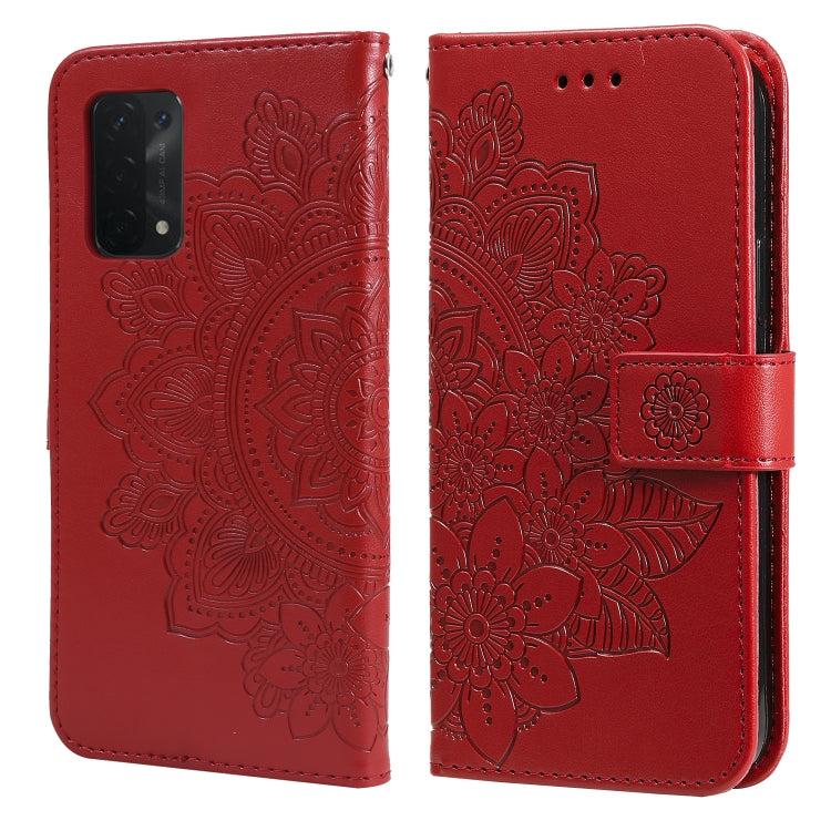 7-petal Flowers Embossing Pattern Horizontal Flip PU Leather Case with Holder & Card Slots & Wallet & Photo Frame, For OPPO A7 / A5s, For OPPO A9 2020 / A5 2020, For OPPO A15 / A15s, For OPPO A52 / A72 4G / A92, For OPPO A53 / A33 / A32, For OPPO A54 4...