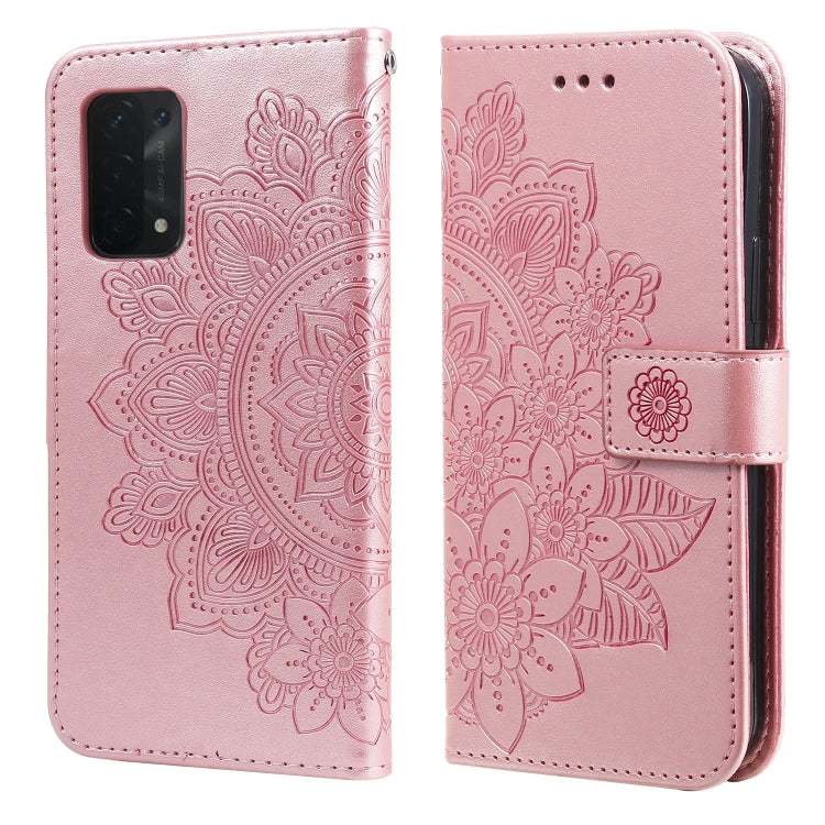 7-petal Flowers Embossing Pattern Horizontal Flip PU Leather Case with Holder & Card Slots & Wallet & Photo Frame, For OPPO A7 / A5s, For OPPO A9 2020 / A5 2020, For OPPO A15 / A15s, For OPPO A52 / A72 4G / A92, For OPPO A53 / A33 / A32, For OPPO A54 4...