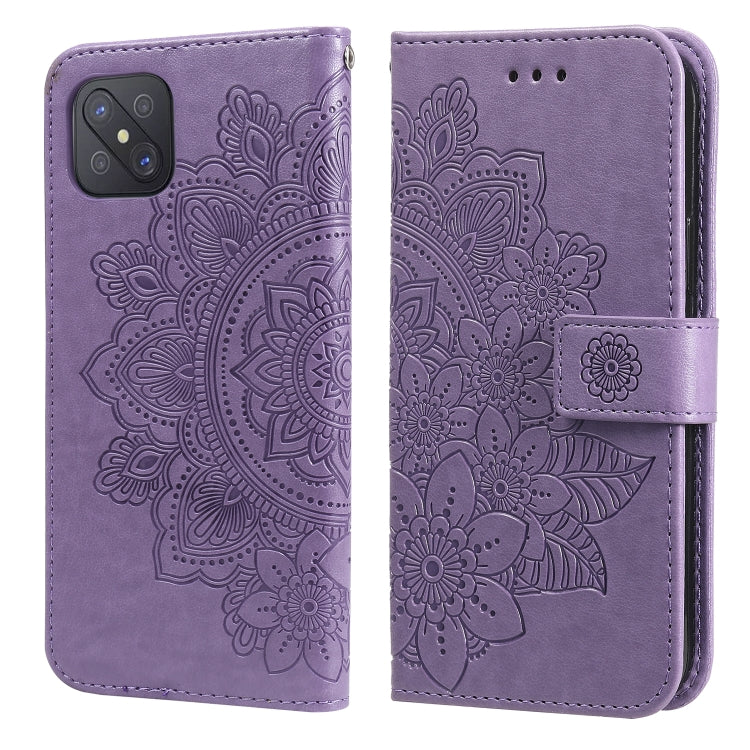 7-petal Flowers Embossing Pattern Horizontal Flip PU Leather Case with Holder & Card Slots & Wallet & Photo Frame, For OPPO A7 / A5s, For OPPO A9 2020 / A5 2020, For OPPO A15 / A15s, For OPPO A52 / A72 4G / A92, For OPPO A53 / A33 / A32, For OPPO A54 4...