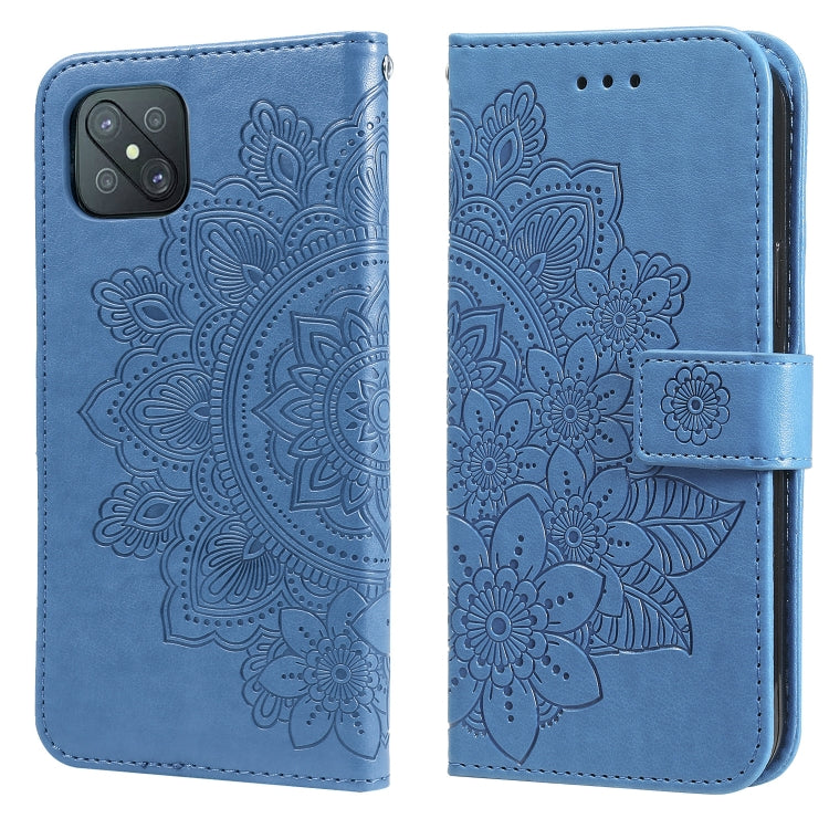 7-petal Flowers Embossing Pattern Horizontal Flip PU Leather Case with Holder & Card Slots & Wallet & Photo Frame, For OPPO A7 / A5s, For OPPO A9 2020 / A5 2020, For OPPO A15 / A15s, For OPPO A52 / A72 4G / A92, For OPPO A53 / A33 / A32, For OPPO A54 4...