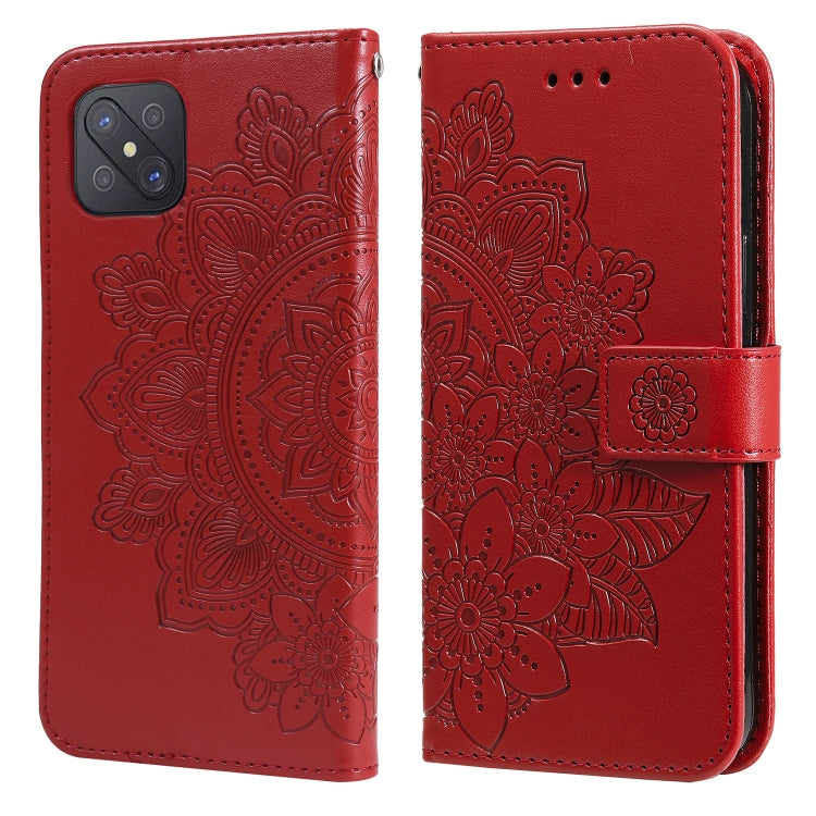 7-petal Flowers Embossing Pattern Horizontal Flip PU Leather Case with Holder & Card Slots & Wallet & Photo Frame, For OPPO A7 / A5s, For OPPO A9 2020 / A5 2020, For OPPO A15 / A15s, For OPPO A52 / A72 4G / A92, For OPPO A53 / A33 / A32, For OPPO A54 4...