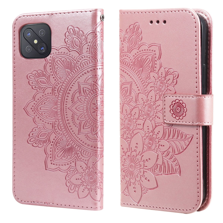 7-petal Flowers Embossing Pattern Horizontal Flip PU Leather Case with Holder & Card Slots & Wallet & Photo Frame, For OPPO A7 / A5s, For OPPO A9 2020 / A5 2020, For OPPO A15 / A15s, For OPPO A52 / A72 4G / A92, For OPPO A53 / A33 / A32, For OPPO A54 4...