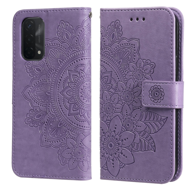 7-petal Flowers Embossing Pattern Horizontal Flip PU Leather Case with Holder & Card Slots & Wallet & Photo Frame, For OPPO A7 / A5s, For OPPO A9 2020 / A5 2020, For OPPO A15 / A15s, For OPPO A52 / A72 4G / A92, For OPPO A53 / A33 / A32, For OPPO A54 4...