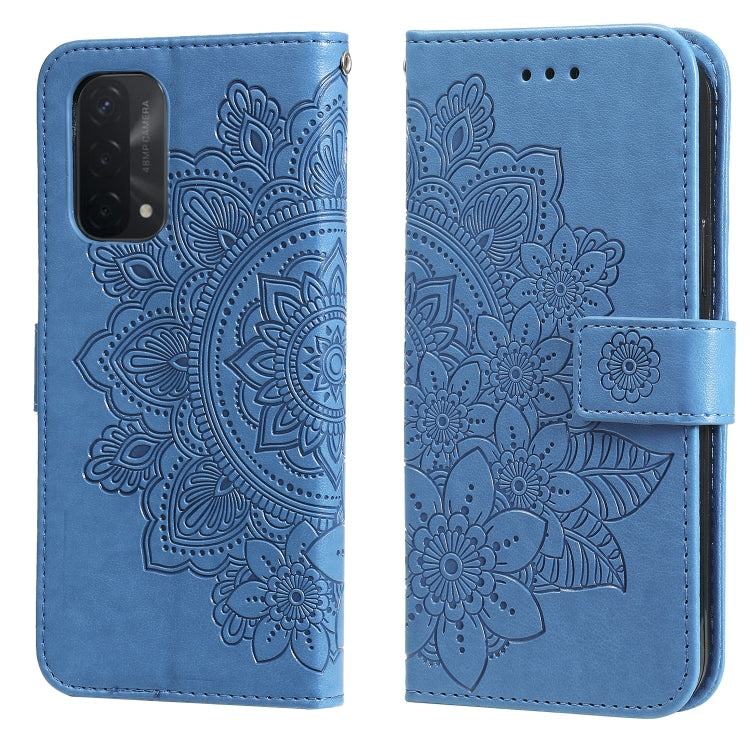 7-petal Flowers Embossing Pattern Horizontal Flip PU Leather Case with Holder & Card Slots & Wallet & Photo Frame, For OPPO A7 / A5s, For OPPO A9 2020 / A5 2020, For OPPO A15 / A15s, For OPPO A52 / A72 4G / A92, For OPPO A53 / A33 / A32, For OPPO A54 4...