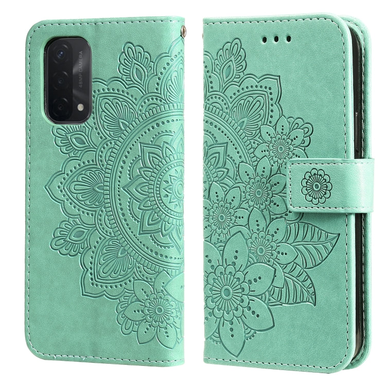 7-petal Flowers Embossing Pattern Horizontal Flip PU Leather Case with Holder & Card Slots & Wallet & Photo Frame, For OPPO A7 / A5s, For OPPO A9 2020 / A5 2020, For OPPO A15 / A15s, For OPPO A52 / A72 4G / A92, For OPPO A53 / A33 / A32, For OPPO A54 4...