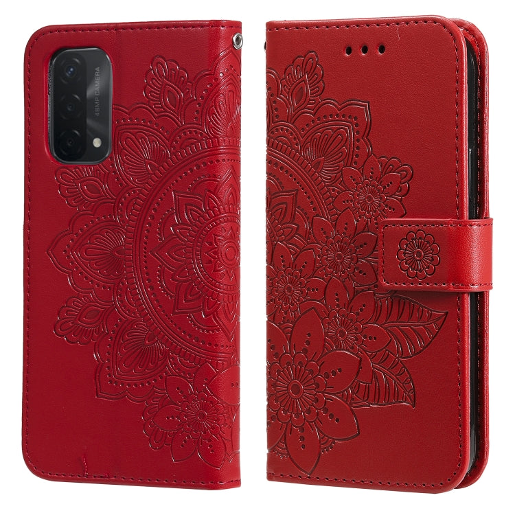 7-petal Flowers Embossing Pattern Horizontal Flip PU Leather Case with Holder & Card Slots & Wallet & Photo Frame, For OPPO A7 / A5s, For OPPO A9 2020 / A5 2020, For OPPO A15 / A15s, For OPPO A52 / A72 4G / A92, For OPPO A53 / A33 / A32, For OPPO A54 4...