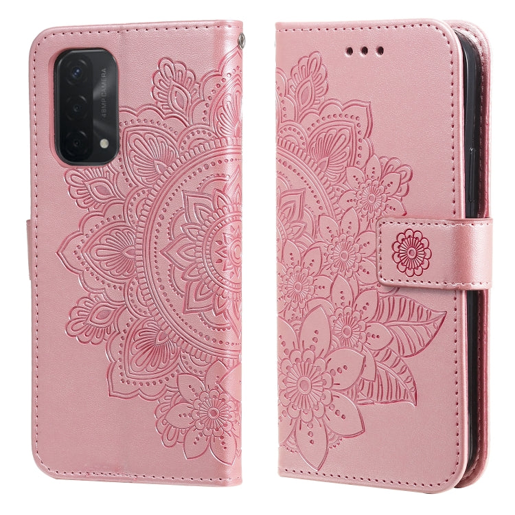 7-petal Flowers Embossing Pattern Horizontal Flip PU Leather Case with Holder & Card Slots & Wallet & Photo Frame, For OPPO A7 / A5s, For OPPO A9 2020 / A5 2020, For OPPO A15 / A15s, For OPPO A52 / A72 4G / A92, For OPPO A53 / A33 / A32, For OPPO A54 4...