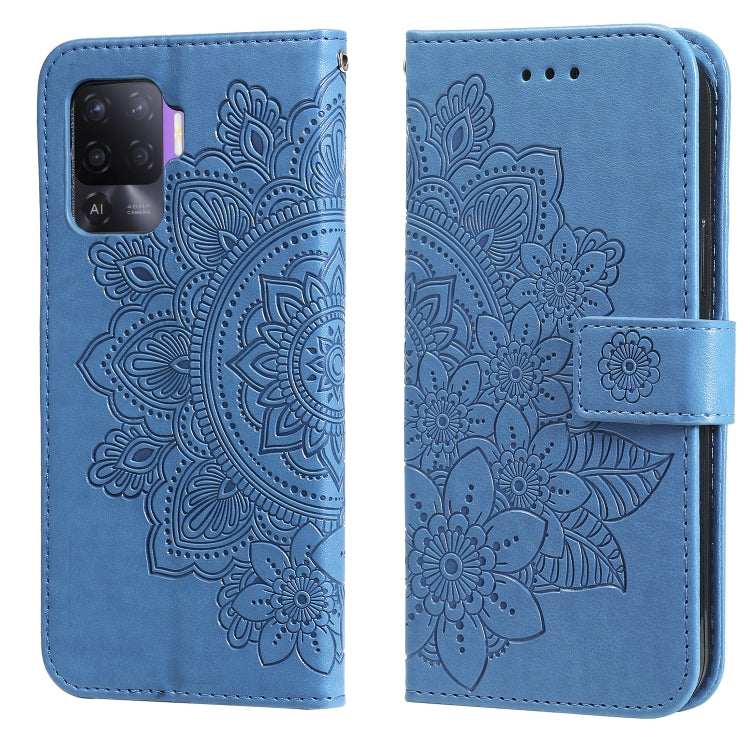 7-petal Flowers Embossing Pattern Horizontal Flip PU Leather Case with Holder & Card Slots & Wallet & Photo Frame, For OPPO A7 / A5s, For OPPO A9 2020 / A5 2020, For OPPO A15 / A15s, For OPPO A52 / A72 4G / A92, For OPPO A53 / A33 / A32, For OPPO A54 4...