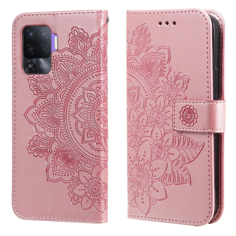 7-petal Flowers Embossing Pattern Horizontal Flip PU Leather Case with Holder & Card Slots & Wallet & Photo Frame, For OPPO A7 / A5s, For OPPO A9 2020 / A5 2020, For OPPO A15 / A15s, For OPPO A52 / A72 4G / A92, For OPPO A53 / A33 / A32, For OPPO A54 4...