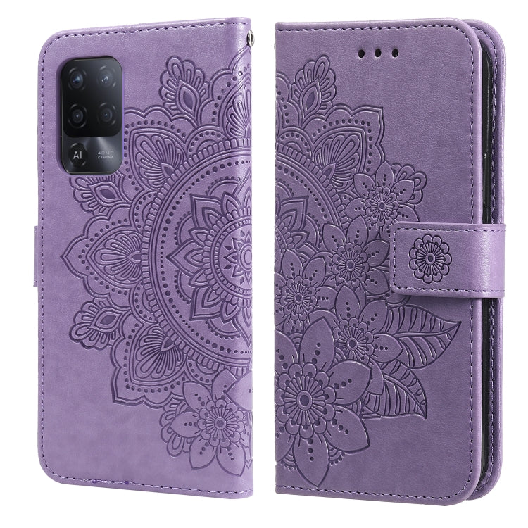 7-petal Flowers Embossing Pattern Horizontal Flip PU Leather Case with Holder & Card Slots & Wallet & Photo Frame, For OPPO A7 / A5s, For OPPO A9 2020 / A5 2020, For OPPO A15 / A15s, For OPPO A52 / A72 4G / A92, For OPPO A53 / A33 / A32, For OPPO A54 4...