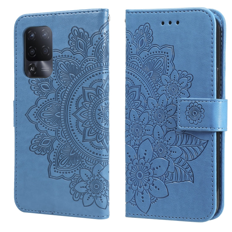 7-petal Flowers Embossing Pattern Horizontal Flip PU Leather Case with Holder & Card Slots & Wallet & Photo Frame, For OPPO A7 / A5s, For OPPO A9 2020 / A5 2020, For OPPO A15 / A15s, For OPPO A52 / A72 4G / A92, For OPPO A53 / A33 / A32, For OPPO A54 4...