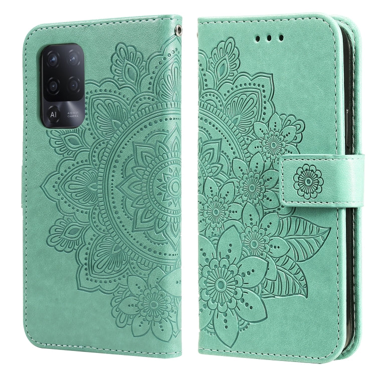 7-petal Flowers Embossing Pattern Horizontal Flip PU Leather Case with Holder & Card Slots & Wallet & Photo Frame, For OPPO A7 / A5s, For OPPO A9 2020 / A5 2020, For OPPO A15 / A15s, For OPPO A52 / A72 4G / A92, For OPPO A53 / A33 / A32, For OPPO A54 4...