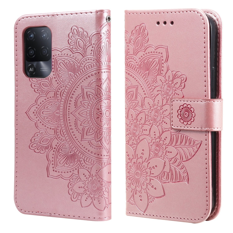 7-petal Flowers Embossing Pattern Horizontal Flip PU Leather Case with Holder & Card Slots & Wallet & Photo Frame, For OPPO A7 / A5s, For OPPO A9 2020 / A5 2020, For OPPO A15 / A15s, For OPPO A52 / A72 4G / A92, For OPPO A53 / A33 / A32, For OPPO A54 4...